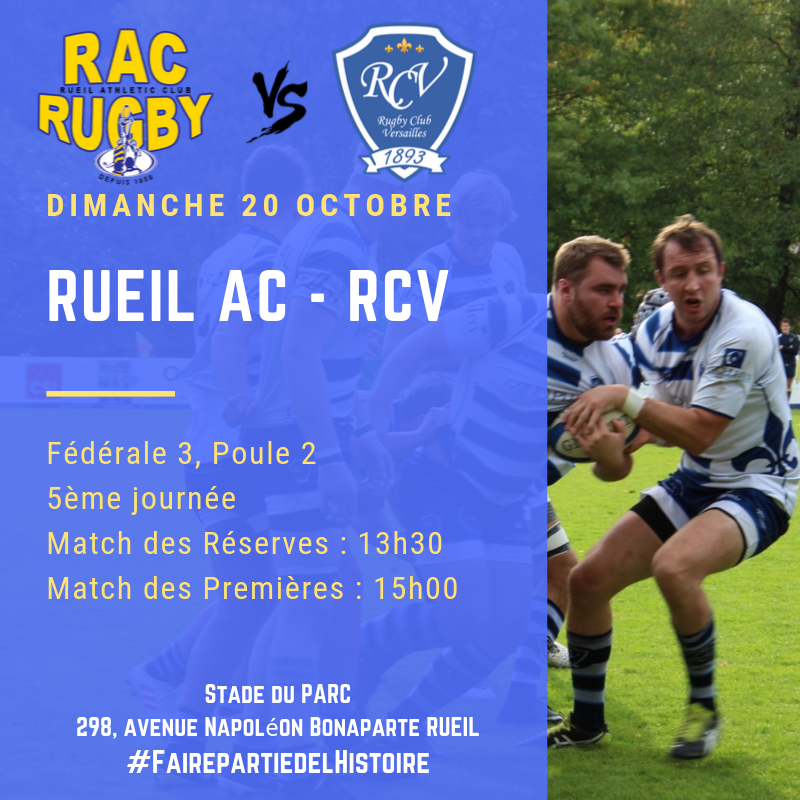 Rugby Club Versailles, rugby Ile de France, rugby Paris, en déplacement à Rueil