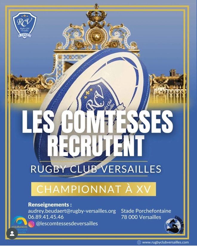 recrutement rugby féminin, les Comtesses du Rugby Club Versailles t'attendent